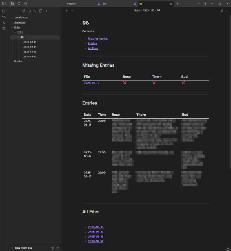 A screenshot of the Obsidian vault