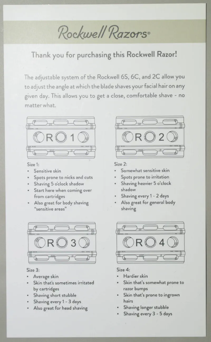 The Rockwell Razors 6C instructions, page 1