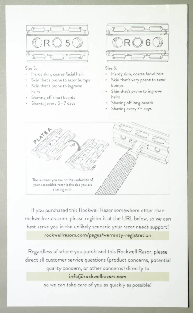 The Rockwell Razors 6C instructions, page 2